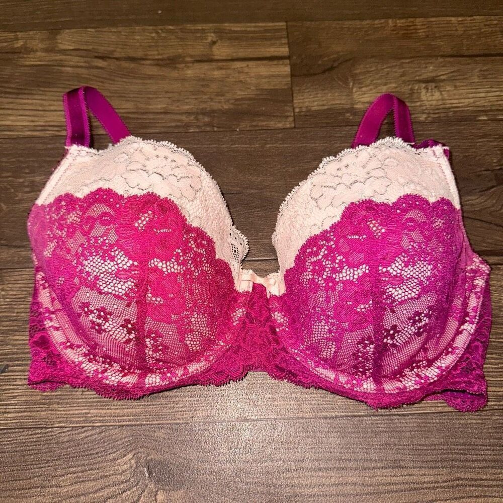 Victoria’s Secret Lacy pink Dream Angels lined Demi 34DD bra